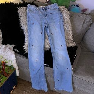 Abercrombue kids Embroidered Light Blue Wide Leg Jeans